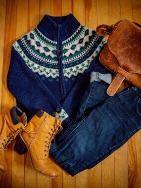 L.L. Bean Wool Nordic Sweater Cardigan